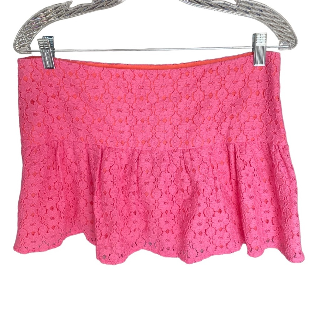 NWT Lilly Pulitzer Hotty Pink Petal Pusher Lace Mini Skirt Women's 6